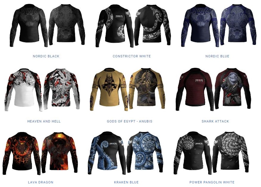 raven fightwear rash guard different designs