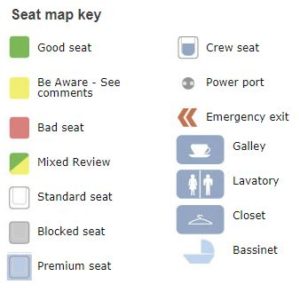 airplane seats - seat map key